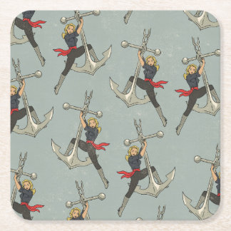 Posavasos Cuadrado De Papel Patrón náutico vintage