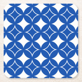 Posavasos Cuadrado De Papel Patrón naval azul y blanco