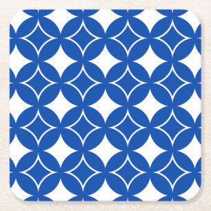 Posavasos Cuadrado De Papel Patrón naval azul y blanco