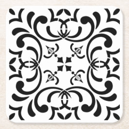 Posavasos Cuadrado De Papel Patrón negro