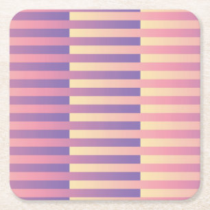Posavasos Cuadrado De Papel Patrón rayado amarillo morado rosado