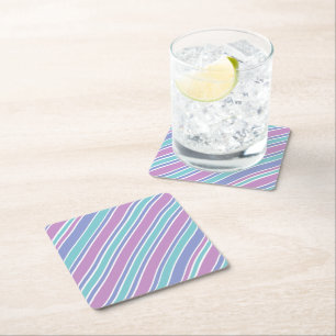 Posavasos Cuadrado De Papel Patrón rayado Pastel