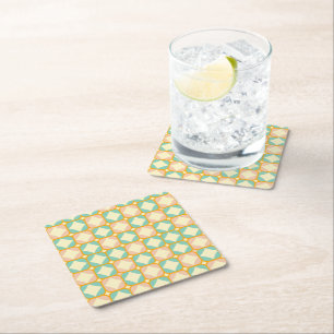 Posavasos Cuadrado De Papel Patrón retro continuo con cuadrados redondeados