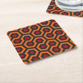Posavasos Cuadrado De Papel Patrón retro moderno Naranja rojo marrón hexagonal