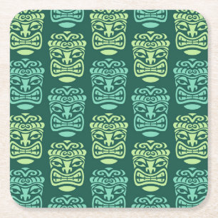 Posavasos Cuadrado De Papel Patrón Retro Tiki Beach Bar