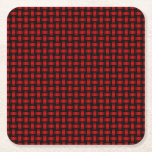 Posavasos Cuadrado De Papel Patrón rojo de tejido negro