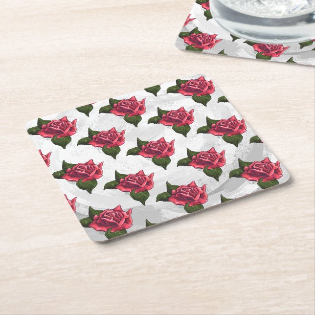Posavasos Cuadrado De Papel patrón Rosa (En perspectiva)