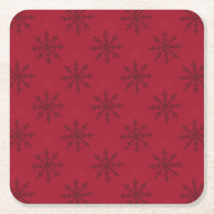 Posavasos Cuadrado De Papel Patrón Ruby Red Snowflake