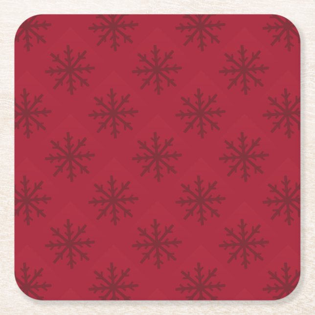 Posavasos Cuadrado De Papel Patrón Ruby Red Snowflake (Anverso)