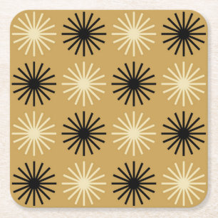 Posavasos Cuadrado De Papel Patrón Starburst Moderno De Mediados Del Siglo