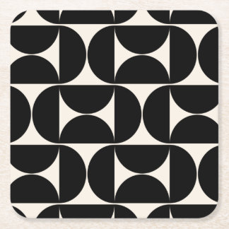 Posavasos Cuadrado De Papel Patrón Vintage Moderno Del Siglo Medio: Blanco Y N