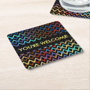 Posavasos Cuadrado De Papel Patrón ZIGZAG - coloreado + tu texto