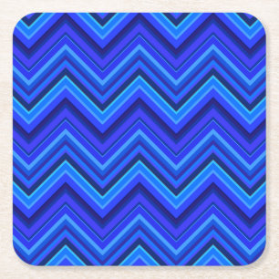 Posavasos Cuadrado De Papel Patrón zigzag de franjas azules