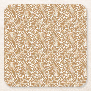 Posavasos Cuadrado De Papel Patrones de hojas giratorias vintage sobre fondo b