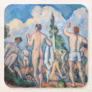 Posavasos Cuadrado De Papel Paul Cezanne - Bañistas