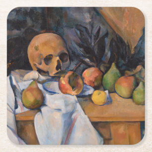 Posavasos Cuadrado De Papel Paul Cezanne - Bodegón con calavera