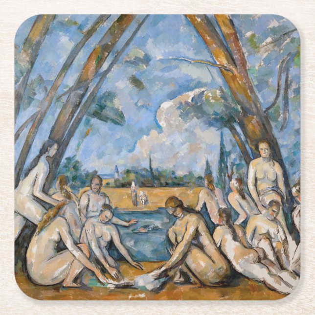 Posavasos Cuadrado De Papel Paul Cezanne - Los grandes bañistas (Anverso)