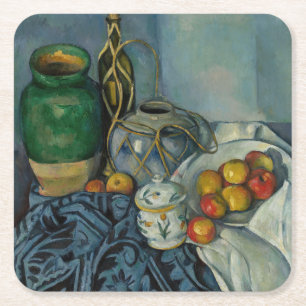 Posavasos Cuadrado De Papel Paul Cezanne - Todavía la vida con manzanas