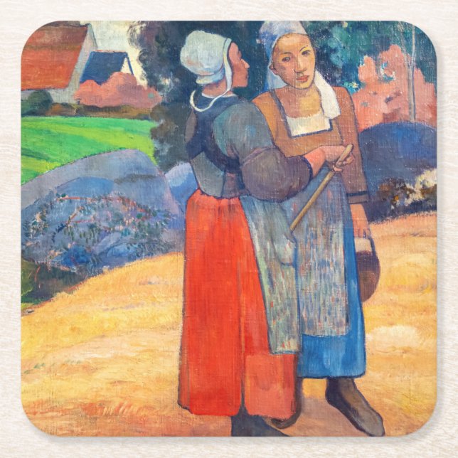 Posavasos Cuadrado De Papel Paul Gauguin - Paysannes Breton (Anverso)