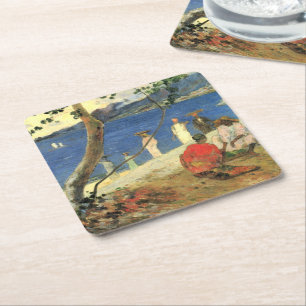 Posavasos Cuadrado De Papel Paul Gauguin Porteadores de frutas en la cala de T