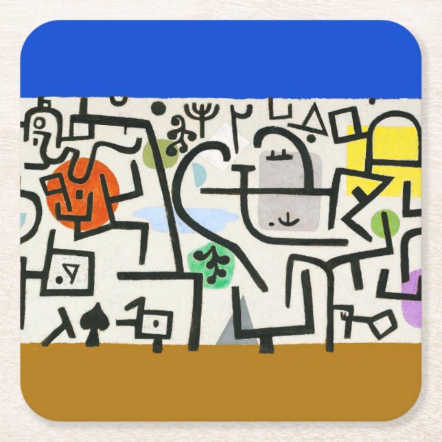 Posavasos Cuadrado De Papel Paul Klee Rich Harbor Abstrae Expressionismo (Anverso)