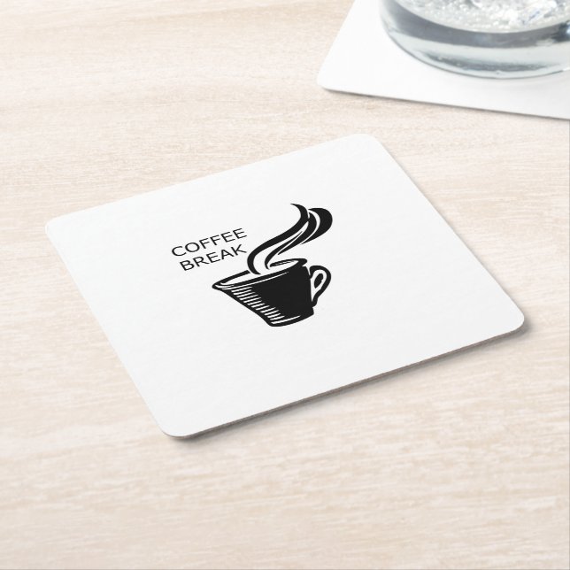 Posavasos Cuadrado De Papel Pausa de café (En perspectiva)
