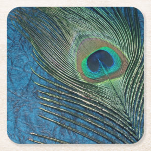Posavasos Cuadrado De Papel Pavo real de la marina de guerra