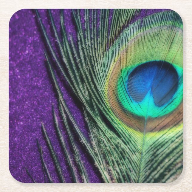 Posavasos Cuadrado De Papel Pavo real púrpura imponente (Anverso)
