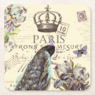 Posavasos Cuadrado De Papel pavo real Royal Paris