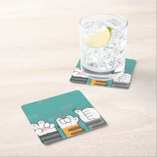 Posavasos Cuadrado De Papel Paw-some Pals