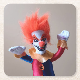 Posavasos Cuadrado De Papel Payaso cobarde colorido