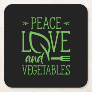 Posavasos Cuadrado De Papel Paz Amor Y Verduras