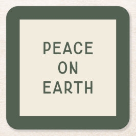 Posavasos Cuadrado De Papel Paz en la Tierra | Navidades minimalistas Tipograf