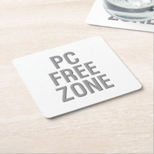 Posavasos Cuadrado De Papel PC Free Zone copos de papel blanco