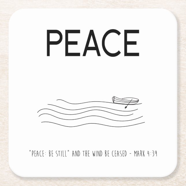 Posavasos Cuadrado De Papel Peace Be still Boat in water (Anverso)