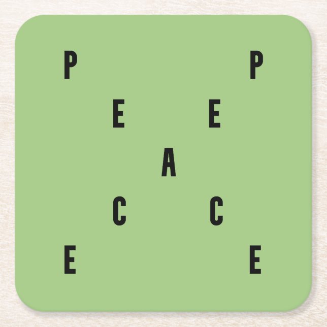 Posavasos Cuadrado De Papel Peace Typography (Anverso)