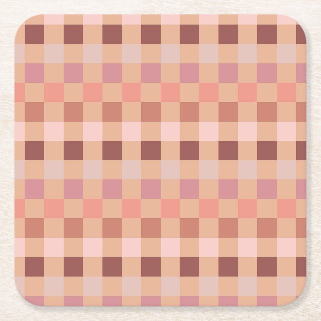 Posavasos Cuadrado De Papel Peach Fuzz Checkerboard (Anverso)