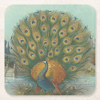 Posavasos Cuadrado De Papel Peacock