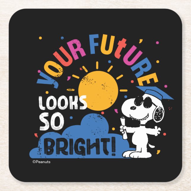 Posavasos Cuadrado De Papel Peanuts Snoopy Your Future Looks So Bright (Anverso)