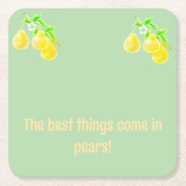 Posavasos Cuadrado De Papel Pear Baby Shower