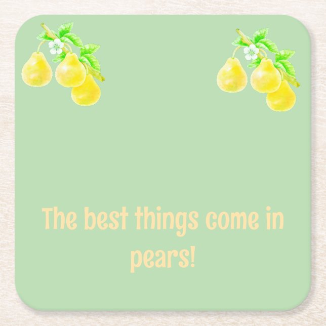 Posavasos Cuadrado De Papel Pear Baby Shower (Anverso)