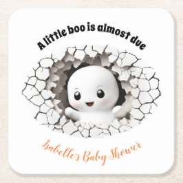 Posavasos Cuadrado De Papel Peeeboo Fantasma de papel Baby Shower