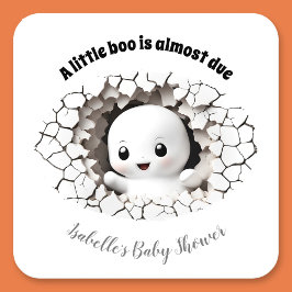 Posavasos Cuadrado De Papel Peeeelittle boo ghost Baby Shower Paper Coaster