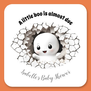 Posavasos Cuadrado De Papel Peeeelittle boo ghost Baby Shower Paper Coaster