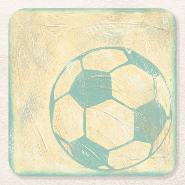 Posavasos Cuadrado De Papel Pelota de fútbol azul Pastel por Chariklia Zarris (Anverso)