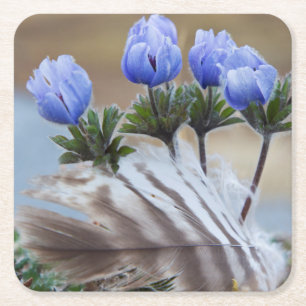 Posavasos Cuadrado De Papel Península de Seward, Alaska, flores silvestres árt