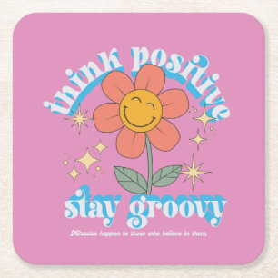 Posavasos Cuadrado De Papel Pensar en el lema de Stay Groovy