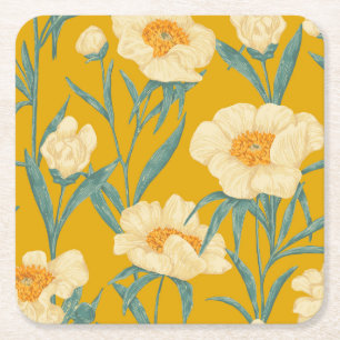 Posavasos Cuadrado De Papel Peonía Claire de Lune Vintage