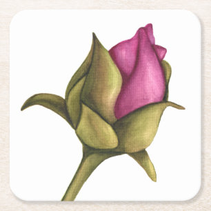 Posavasos Cuadrado De Papel peony bud