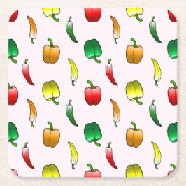Posavasos Cuadrado De Papel Peppers con hormigón y pimientos largos dulces